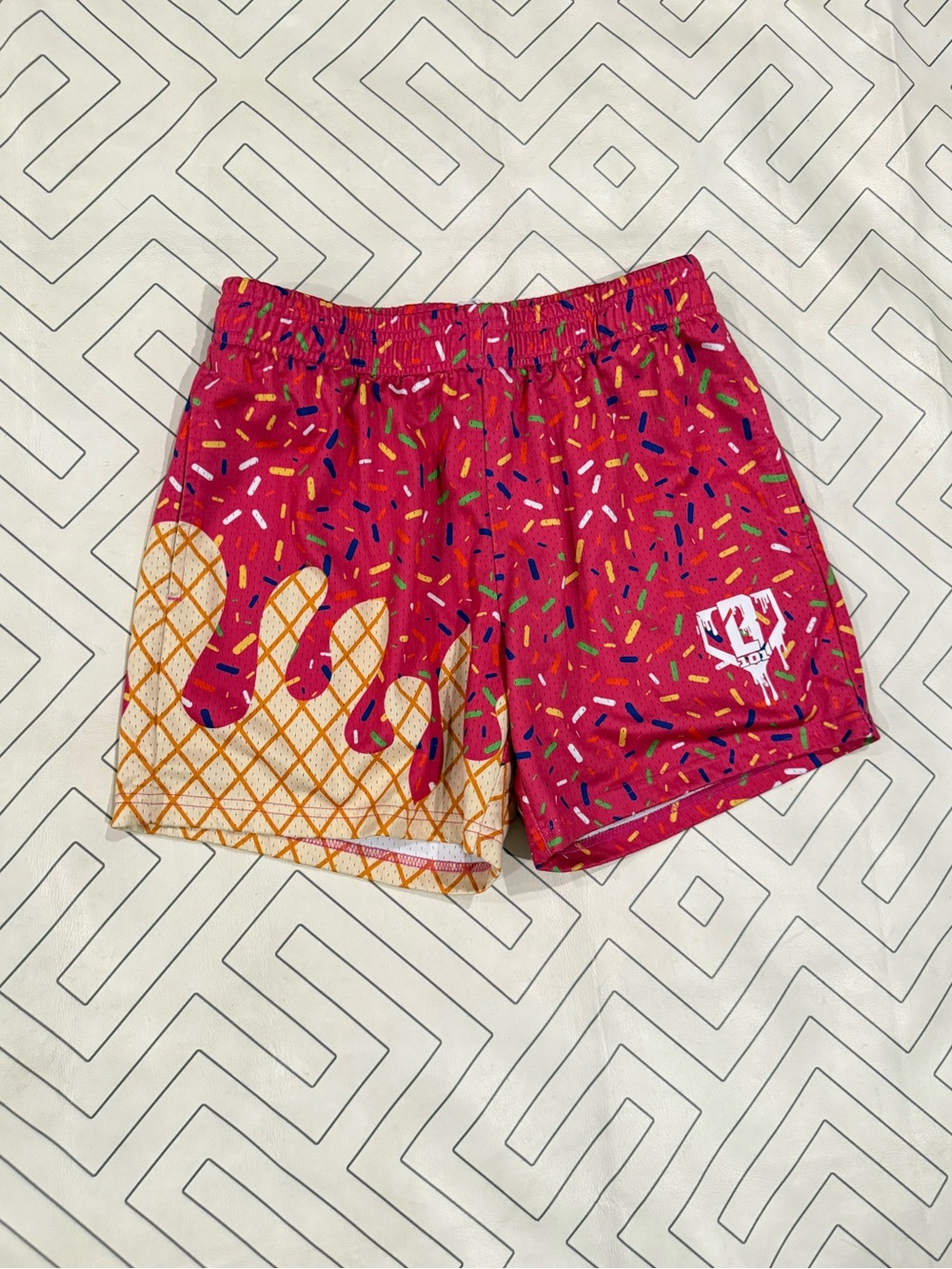 Baseball Lifestyle 101 Pink Ice Cream Drip Mesh Shorts